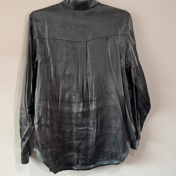 Silk Club Collection button down shirt - metallic silver/grey - size S - Picture 6 of 6